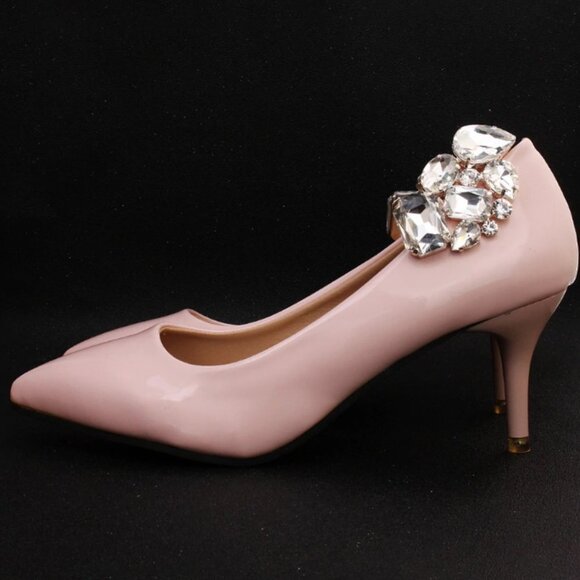 Shoe clips elegance elegant crystal silver tone wedding bridal party new large - Picture 4 of 7
